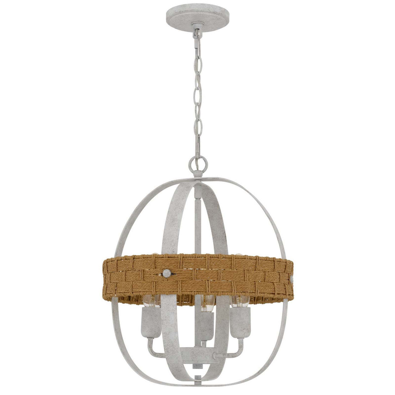 CAL Lighting Barton metal chandelier with rattan design White Washed FX-3816-3