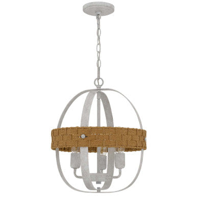 CAL Lighting Barton metal chandelier with rattan design White Washed FX-3816-3