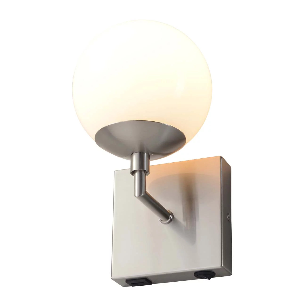 Nova of California Globe Wall Sconce - 10'', Satin Nickel, Plug-In With Rocker Switch 301085SN