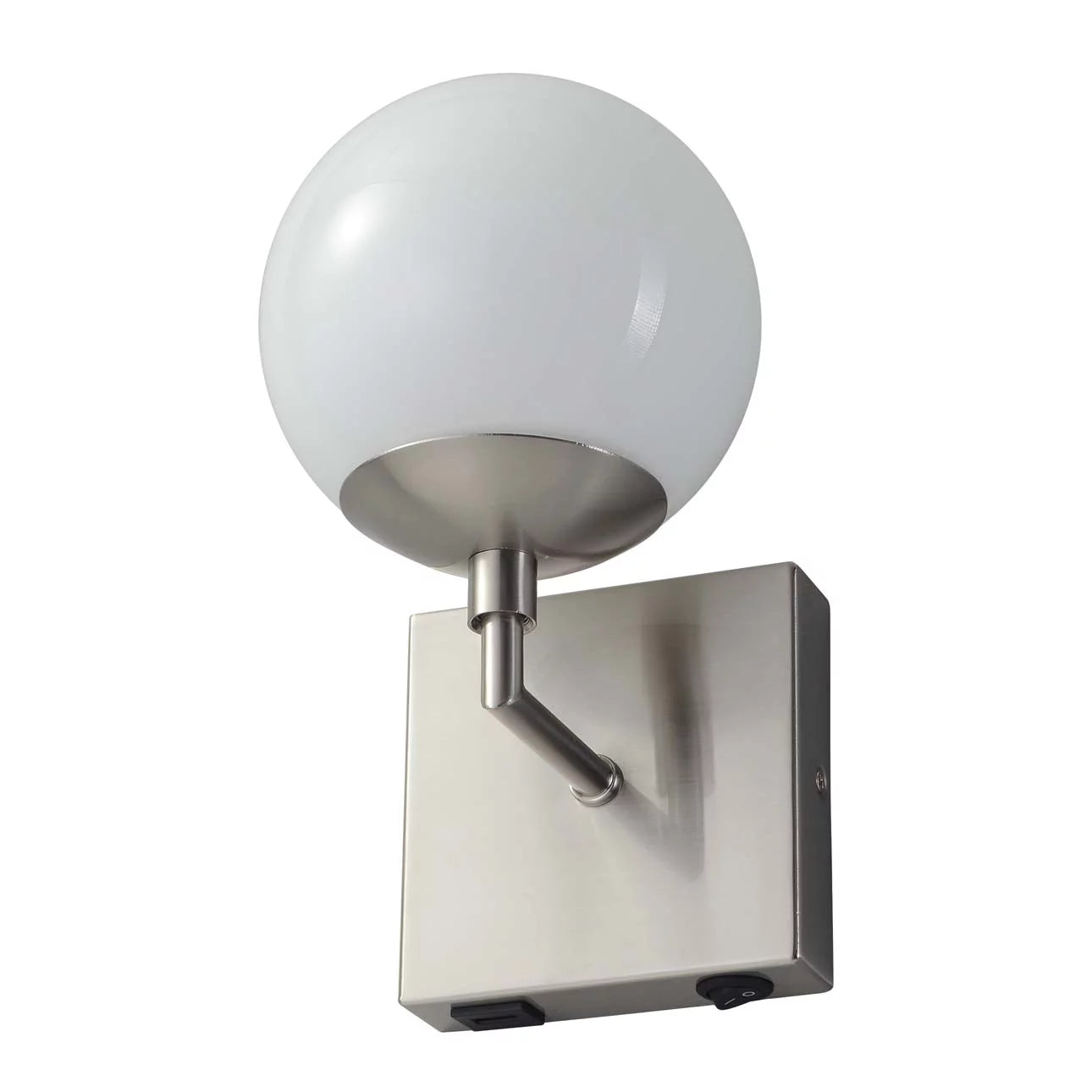 Nova of California Globe Wall Sconce - 10'', Satin Nickel, Plug-In With Rocker Switch 301085SN