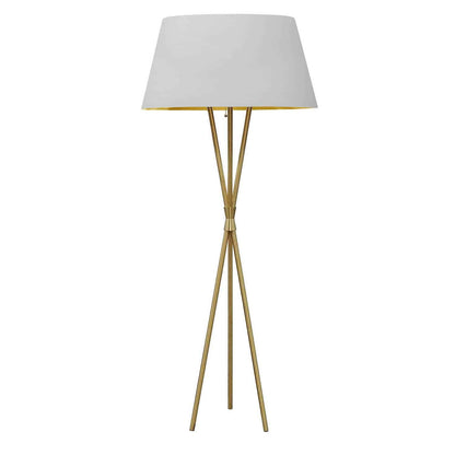 Dainolite 1 Light 3 Legged Aged Brass Floor Lamp, with White/Gold Shade GAB-601F-AGB-692