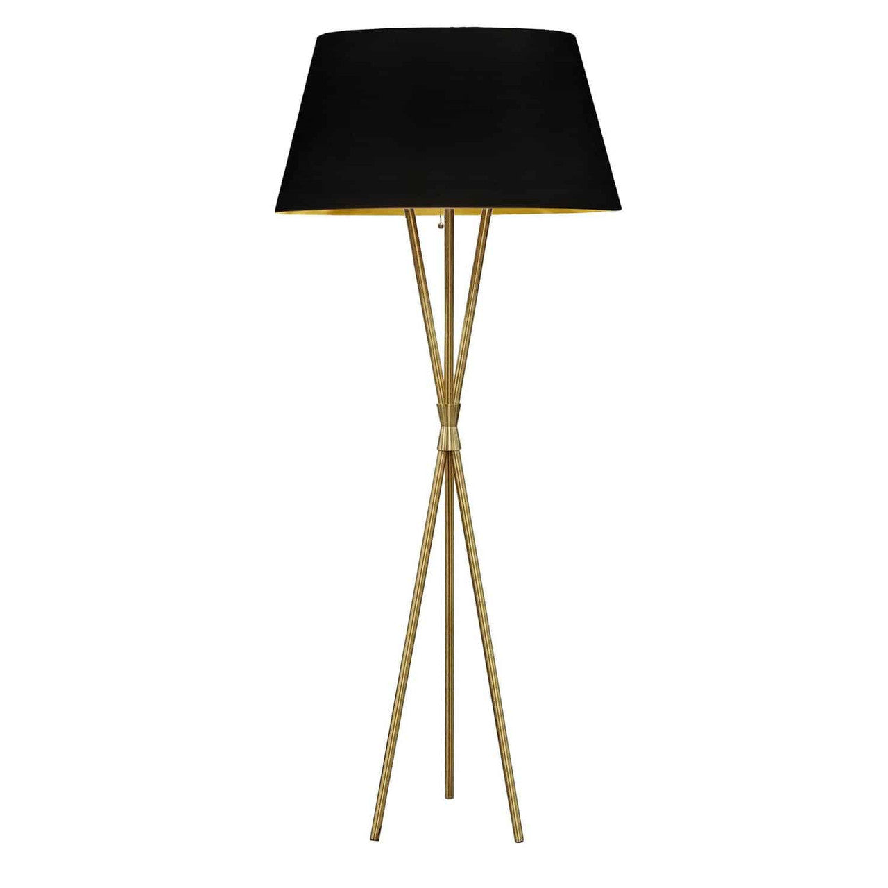 Dainolite 1 Light 3 Legged Aged Brass Floor Lamp, with Black-Gold Shade GAB-601F-AGB-698