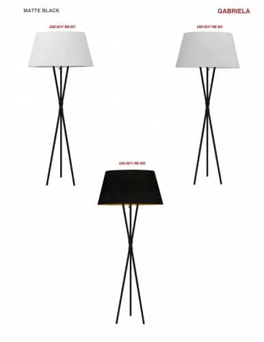 Dainolite 1 Light Matte Black Gabriela Floor Lamp, JTone Black / Silver GAB-601F-MB-697