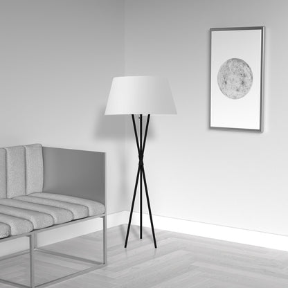 Dainolite 1 Light Incandescent Matte Black Floor Lamp w/ White Shade GAB-601F-MB-WH