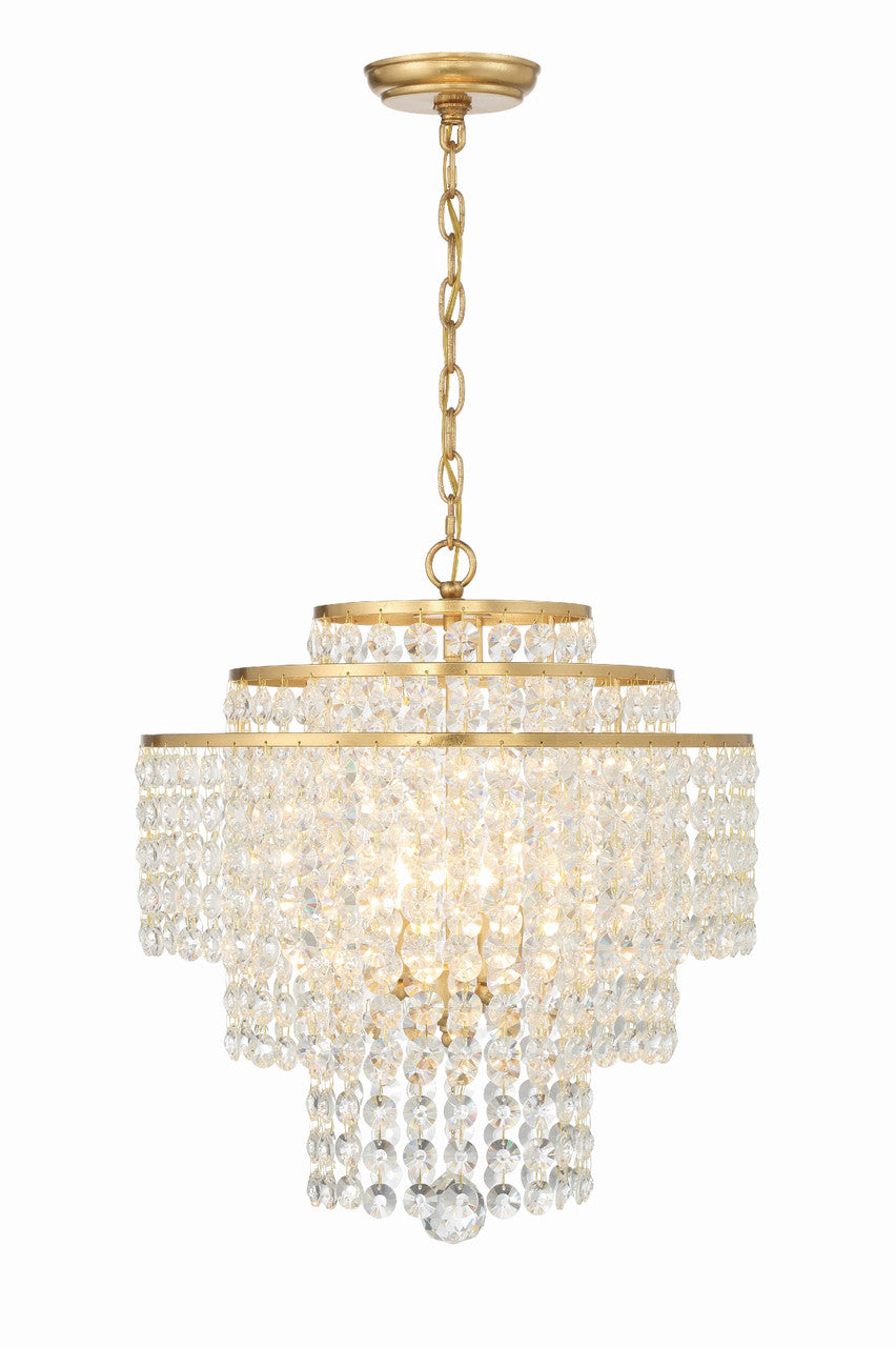 Crystorama Gabrielle 4 Light Antique Gold Chandelier GAB-B7304-GA