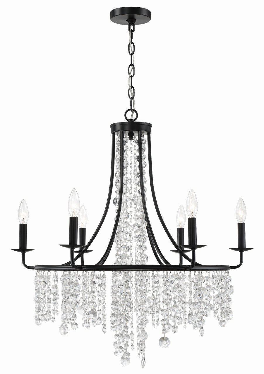 Crystorama Gabrielle 6 Light Matte Black Chandelier GAB-B7306-MK