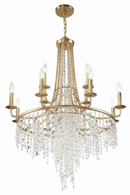 Crystorama Gabrielle 12 Light Antique Gold Chandelier GAB-B7312-GA