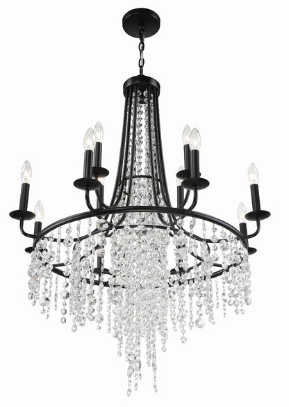 Crystorama Gabrielle 12 Light Matte Black Chandelier GAB-B7312-MK