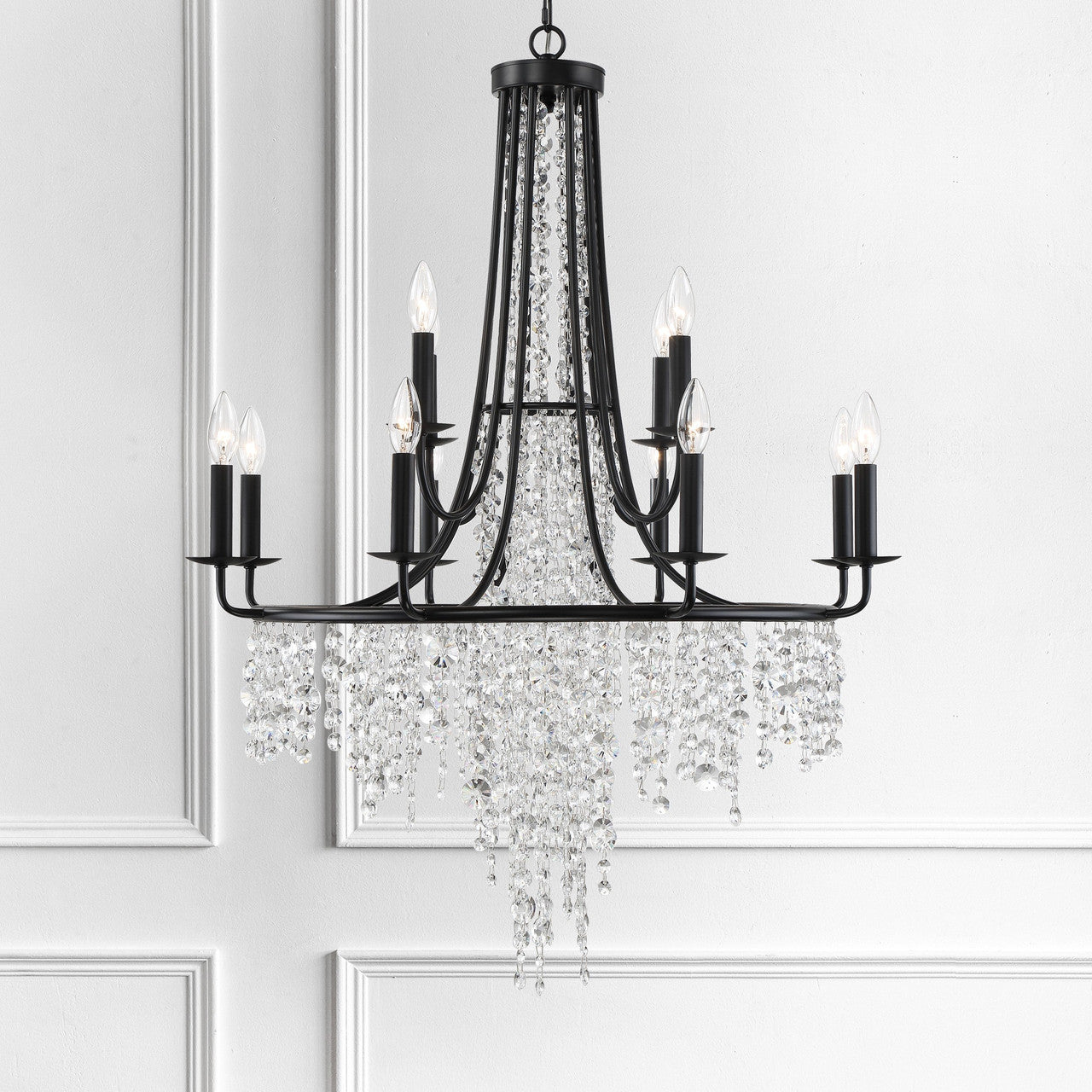 Crystorama Gabrielle 12 Light Matte Black Chandelier GAB-B7312-MK