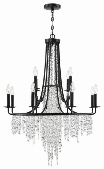 Crystorama Gabrielle 12 Light Matte Black Chandelier GAB-B7312-MK