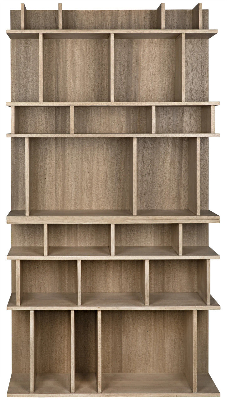 Noir Rashi Bookcase in Washed Walnut GBCS196WAW