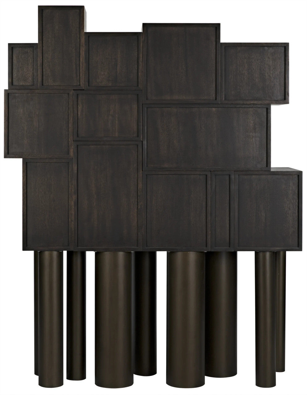 Noir Mr. Roberts Shelving in Ebony Walnut and Aged Brass GBCS213EB