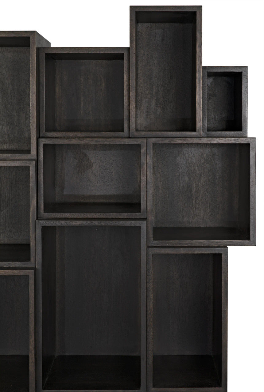 Noir Mr. Roberts Shelving in Ebony Walnut and Aged Brass GBCS213EB