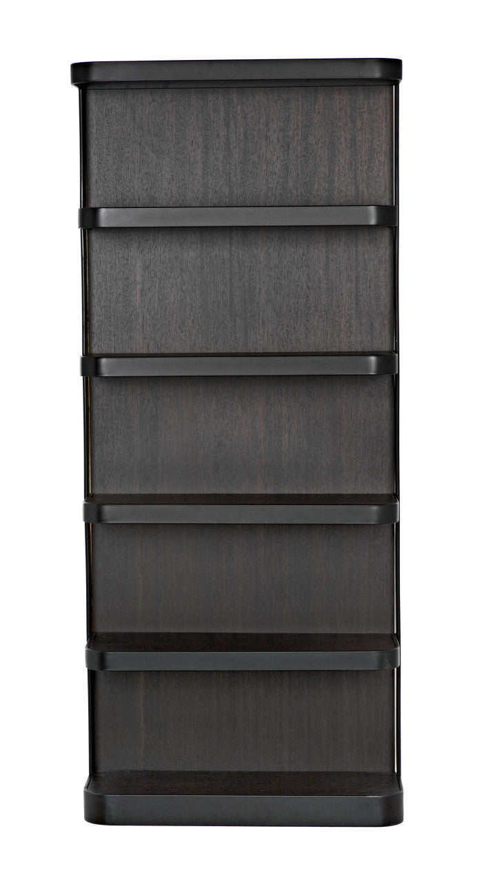 Noir Dido Bookcase in Matte Black and Ebony Walnut GBCS237MTB