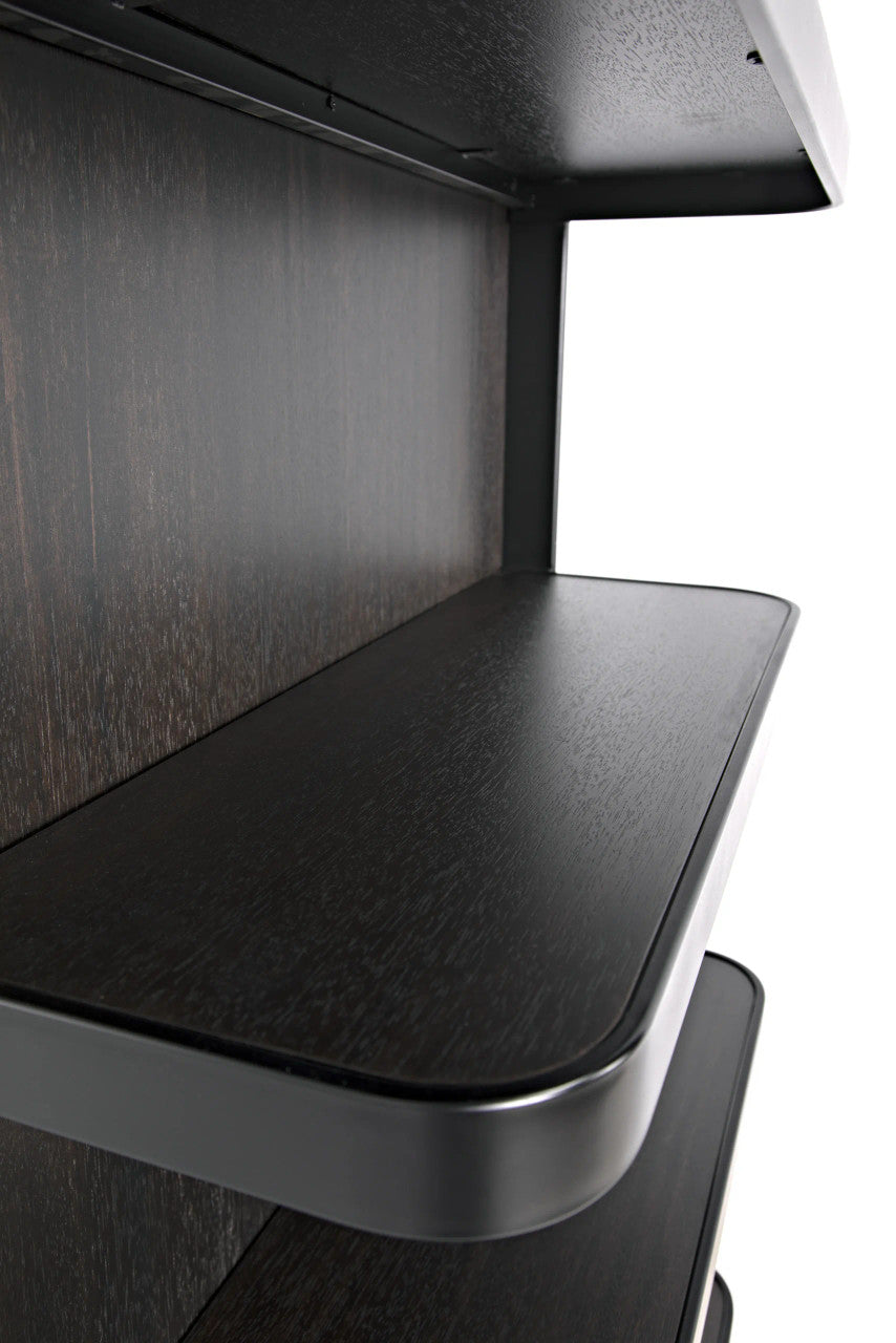 Noir Dido Bookcase in Matte Black and Ebony Walnut GBCS237MTB