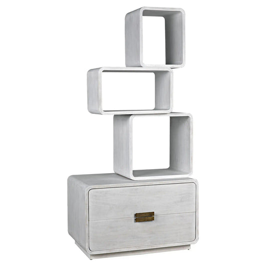 Noir Belini Bookcase in White Wash GBCS239WH