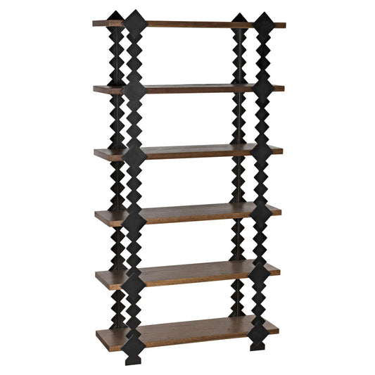 Noir Page Shelf in Dark Walnut and Black Metal GBCS249