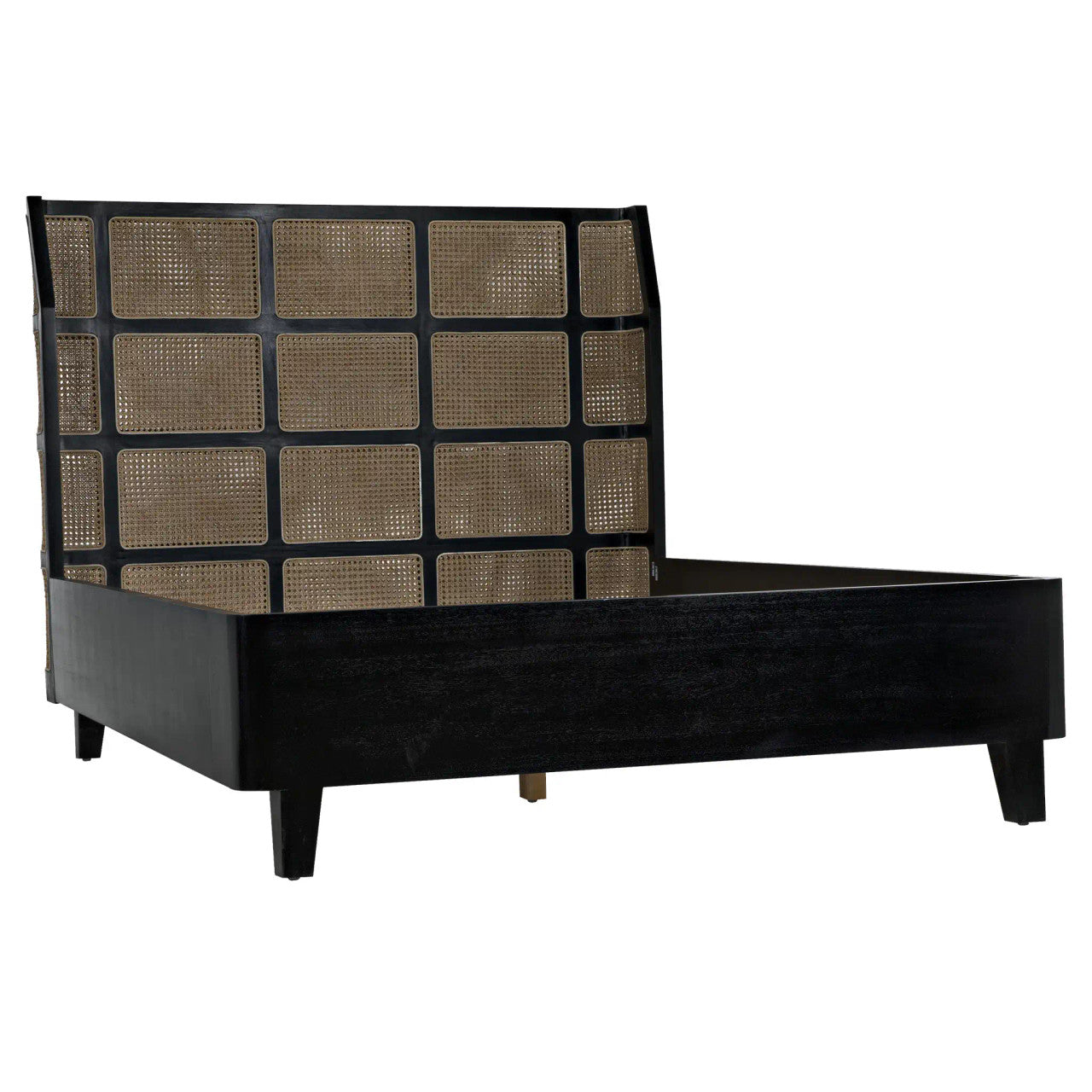 Noir Porto Bed A with Headboard and Frame in Hand Rubbed Black GBED133QHB-A