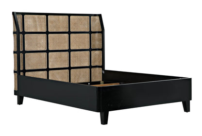 Noir Porto Bed A with Headboard and Frame in Hand Rubbed Black GBED133QHB-A