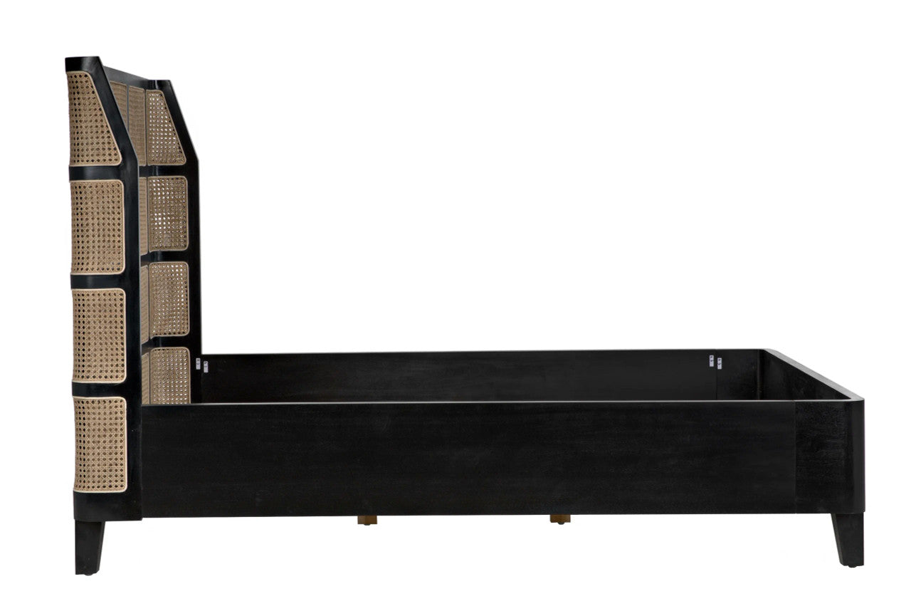 Noir Porto Bed A with Headboard and Frame in Hand Rubbed Black GBED133QHB-A