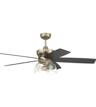 Craftmade 52" Ceiling Fan with Light Kit and remote in Satin Brass GBN52SB5