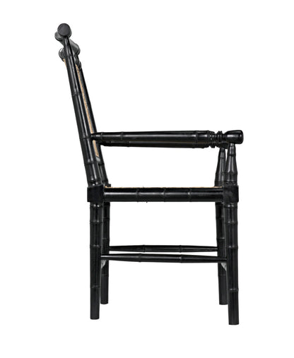 Noir Colonial Bamboo Arm Chair in Hand Rubbed Black GCHA126AHB