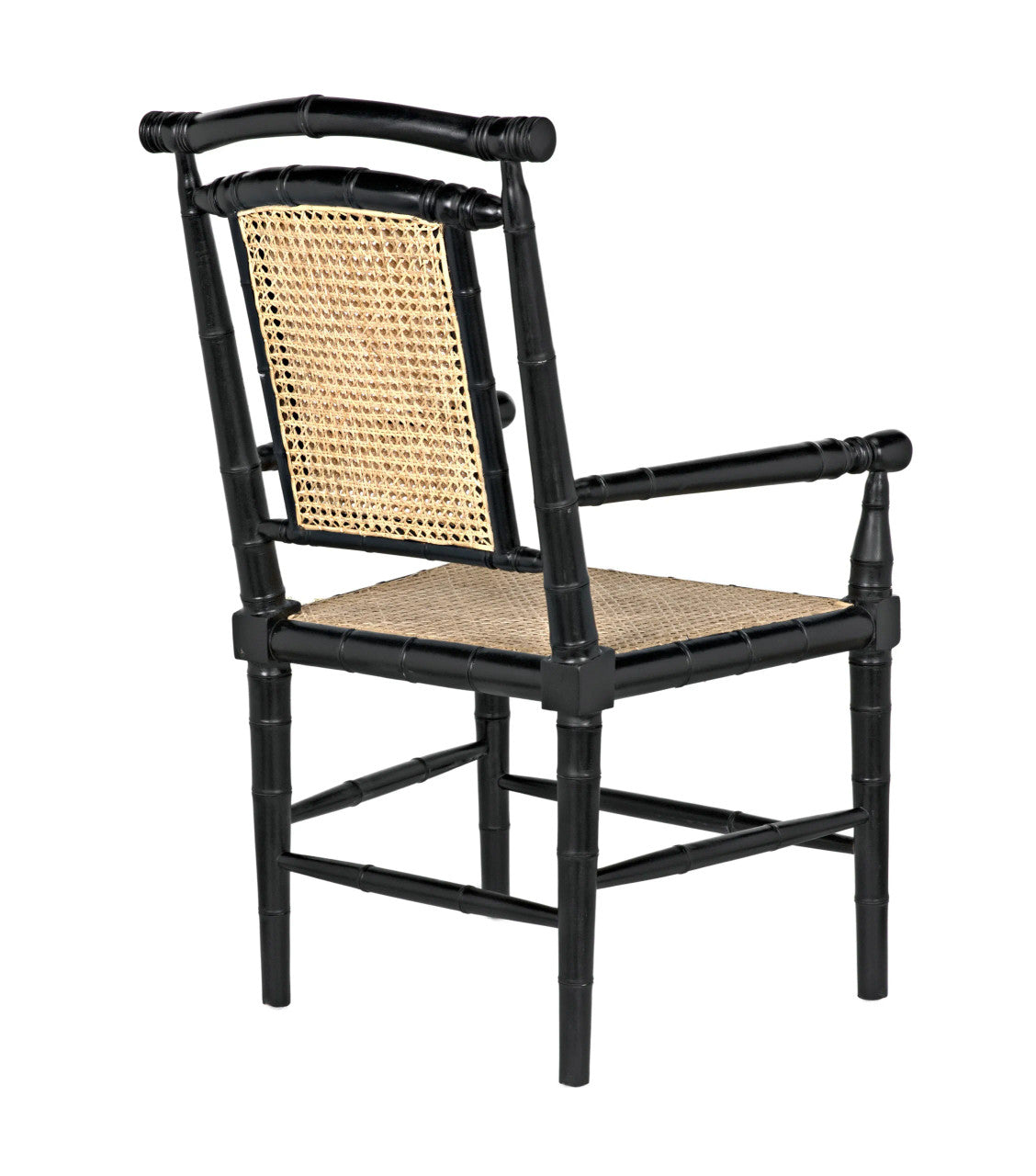 Noir Colonial Bamboo Arm Chair in Hand Rubbed Black GCHA126AHB