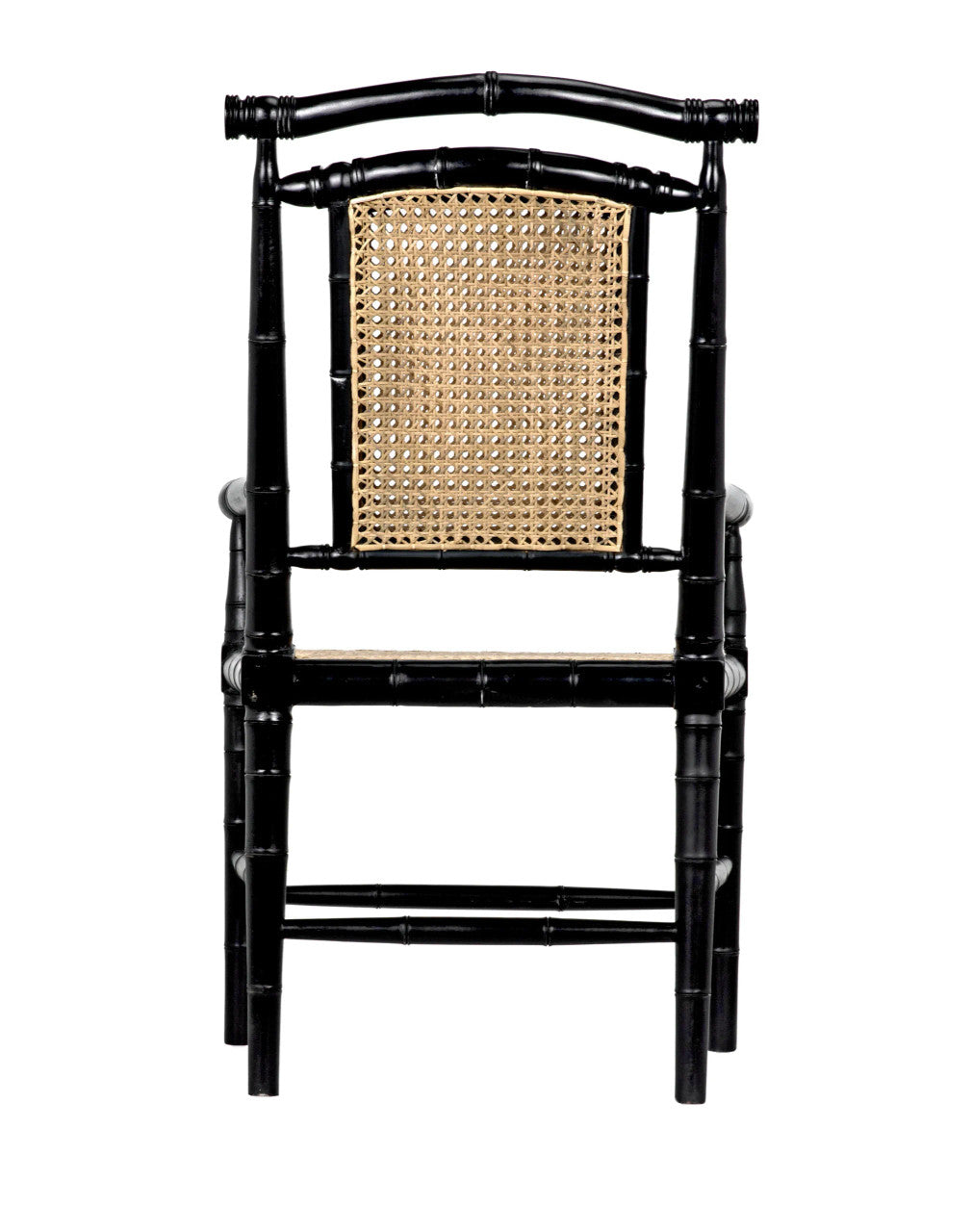 Noir Colonial Bamboo Arm Chair in Hand Rubbed Black GCHA126AHB