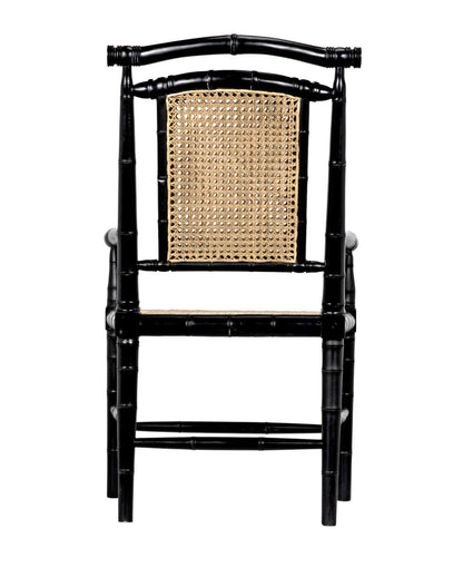 Noir Colonial Bamboo Arm Chair in Hand Rubbed Black GCHA126AHB