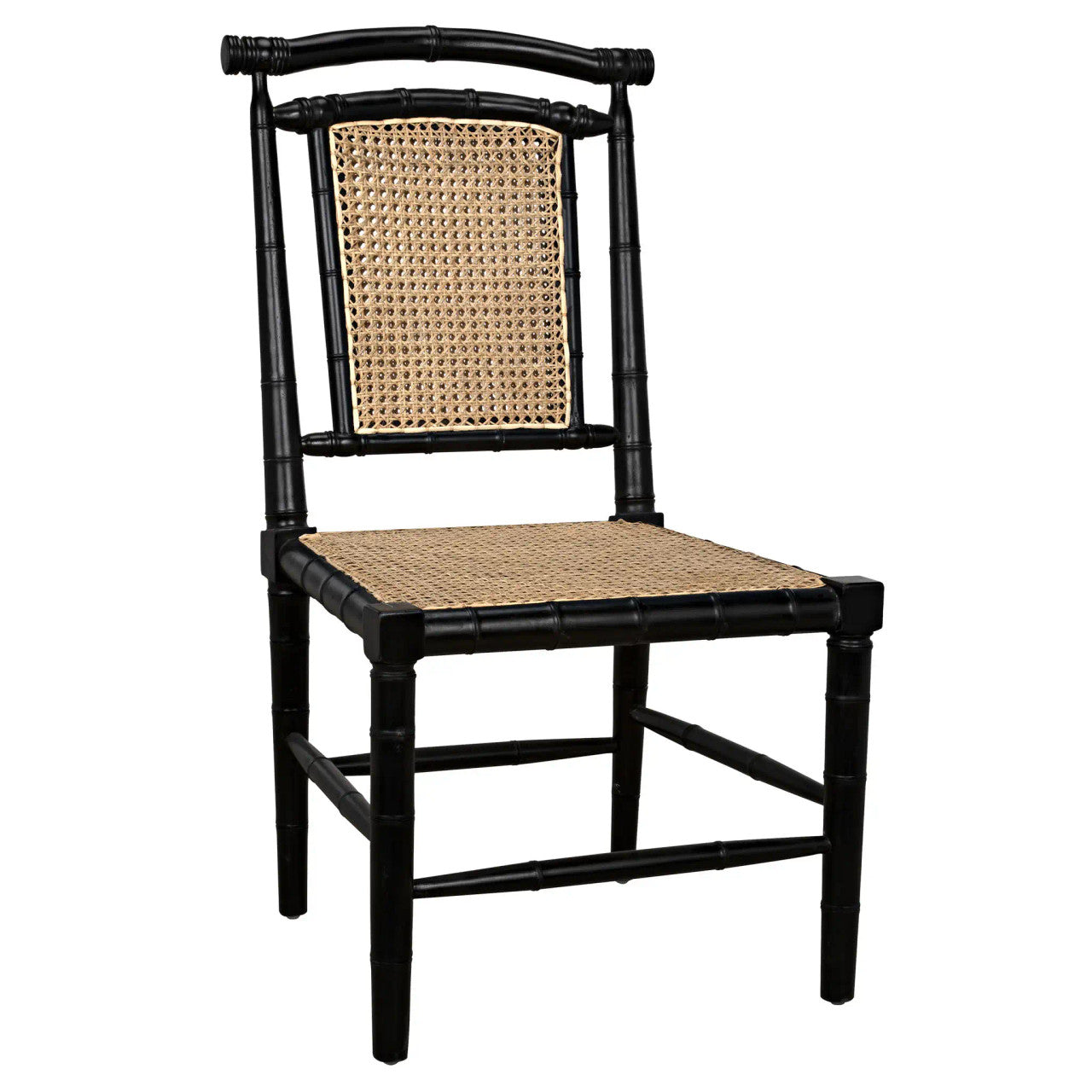 Noir Colonial Bamboo Side Chair in Hand Rubbed Black GCHA126HB