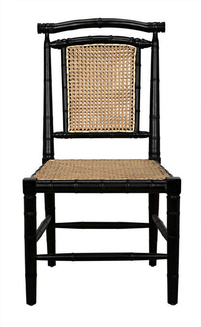 Noir Colonial Bamboo Side Chair in Hand Rubbed Black GCHA126HB