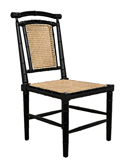 Noir Colonial Bamboo Side Chair in Hand Rubbed Black GCHA126HB