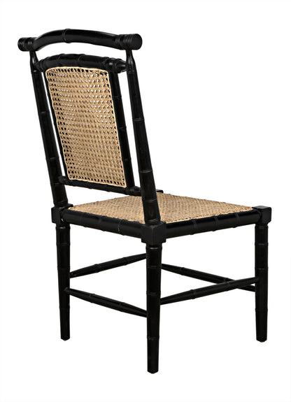 Noir Colonial Bamboo Side Chair in Hand Rubbed Black GCHA126HB