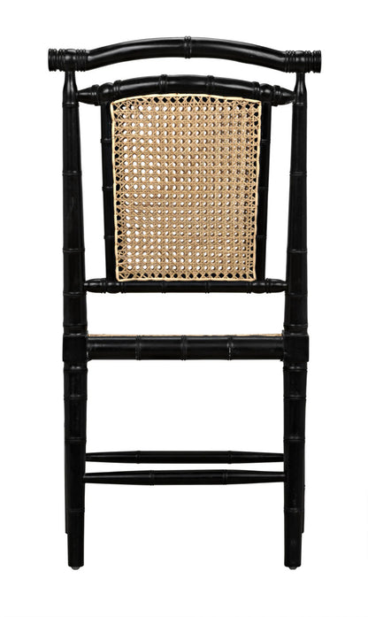 Noir Colonial Bamboo Side Chair in Hand Rubbed Black GCHA126HB