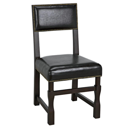 Noir Abadon Side Chair with Leather in Distressed Brown GCHA271D