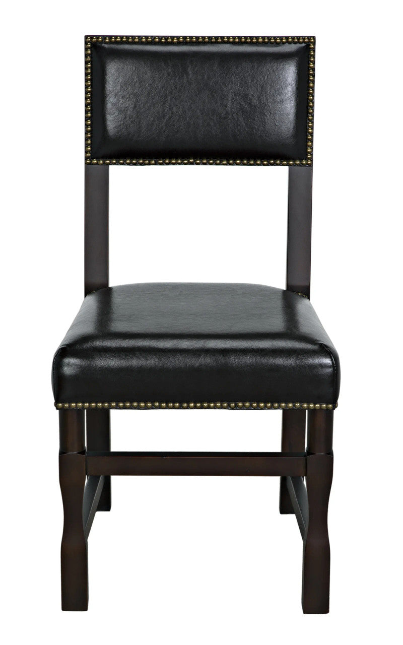 Noir Abadon Side Chair with Leather in Distressed Brown GCHA271D