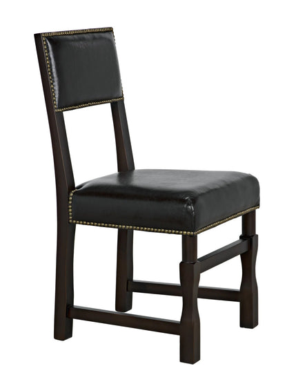 Noir Abadon Side Chair with Leather in Distressed Brown GCHA271D