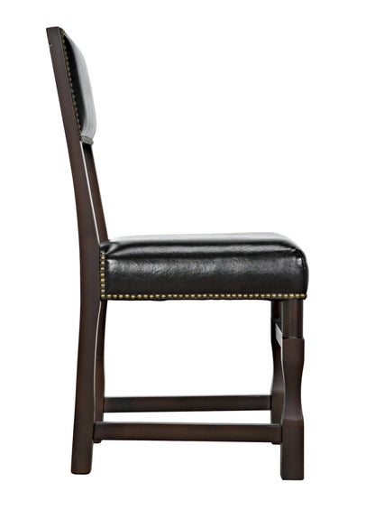 Noir Abadon Side Chair with Leather in Distressed Brown GCHA271D