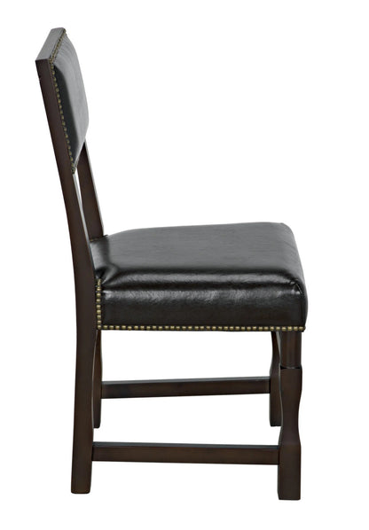 Noir Abadon Side Chair with Leather in Distressed Brown GCHA271D