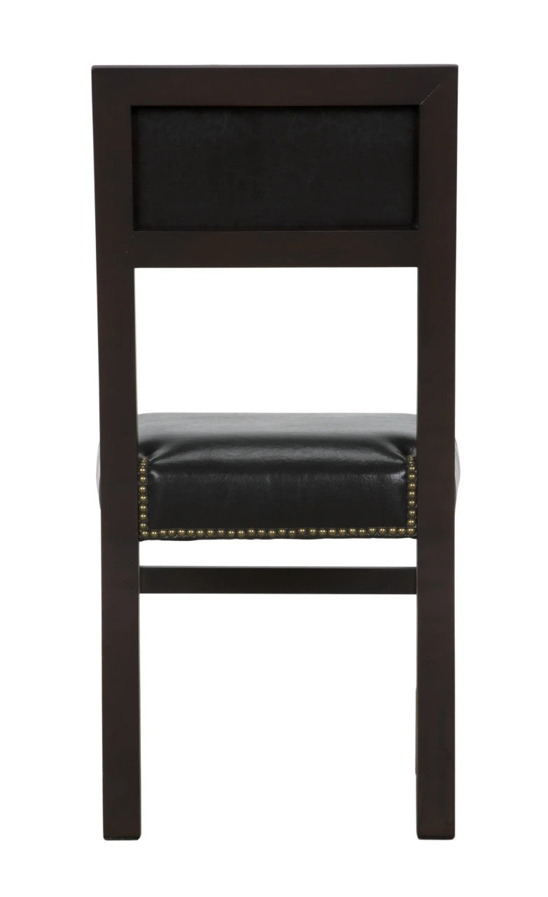 Noir Abadon Side Chair with Leather in Distressed Brown GCHA271D