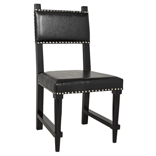 Noir Kerouac Chair with Leather in Distressed Black GCHA275D1