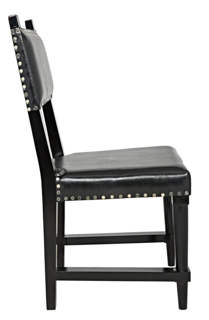 Noir Kerouac Chair with Leather in Distressed Black GCHA275D1