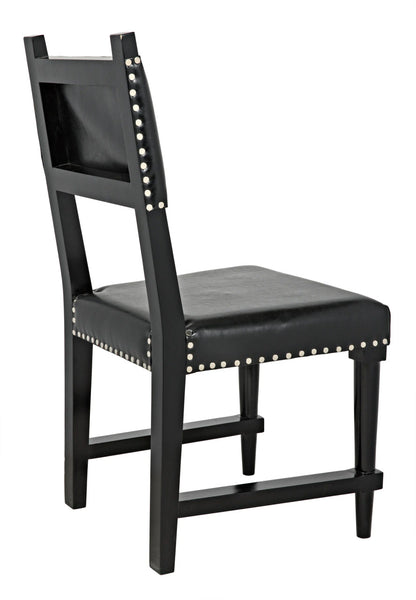 Noir Kerouac Chair with Leather in Distressed Black GCHA275D1