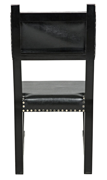 Noir Kerouac Chair with Leather in Distressed Black GCHA275D1