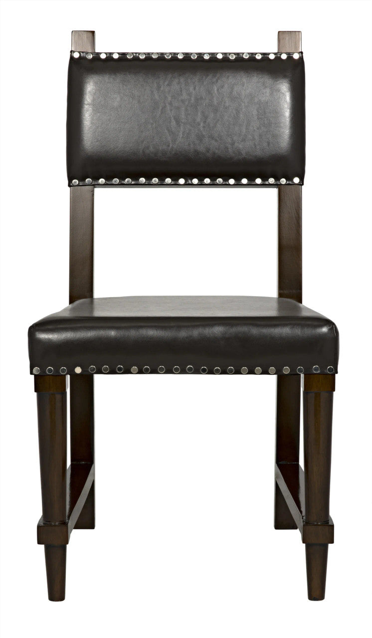 Noir Kerouac Chair with Leather in Distressed Brown GCHA275D