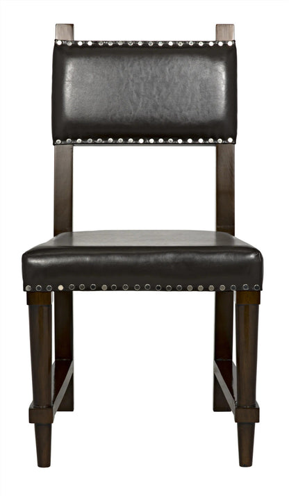 Noir Kerouac Chair with Leather in Distressed Brown GCHA275D