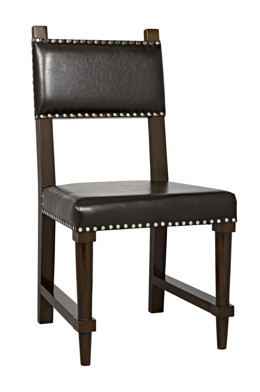 Noir Kerouac Chair with Leather in Distressed Brown GCHA275D