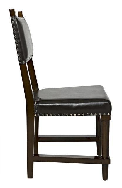 Noir Kerouac Chair with Leather in Distressed Brown GCHA275D