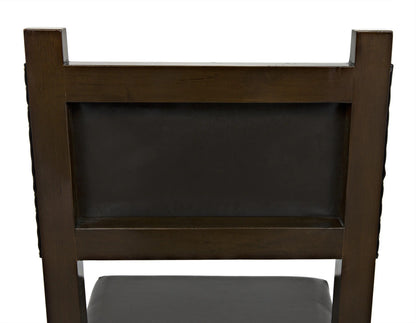 Noir Kerouac Chair with Leather in Distressed Brown GCHA275D