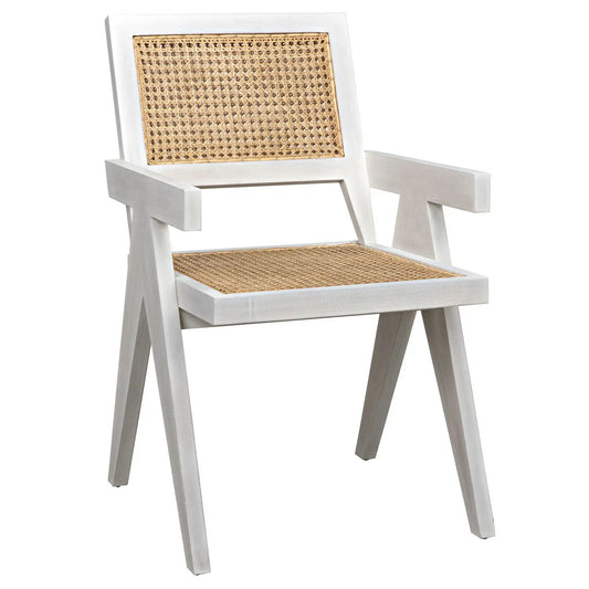 Noir Jude Chair with Caning in White Wash GCHA278WH